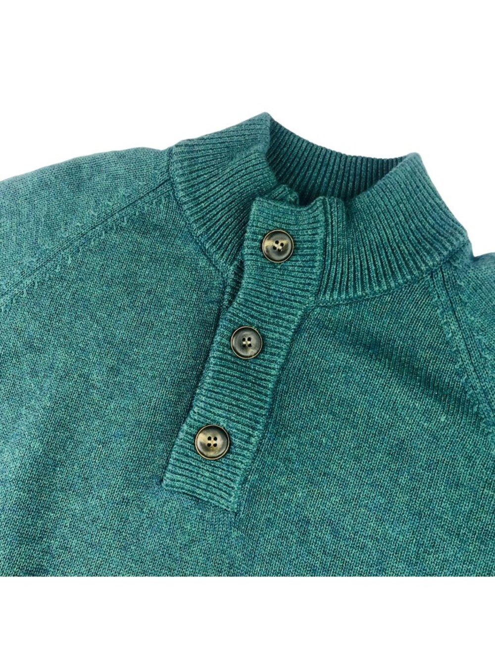 UNTUCKit Men’s 1/4 Button Cotton/Wool Knit Pullover Sweater Green Blue • Large
